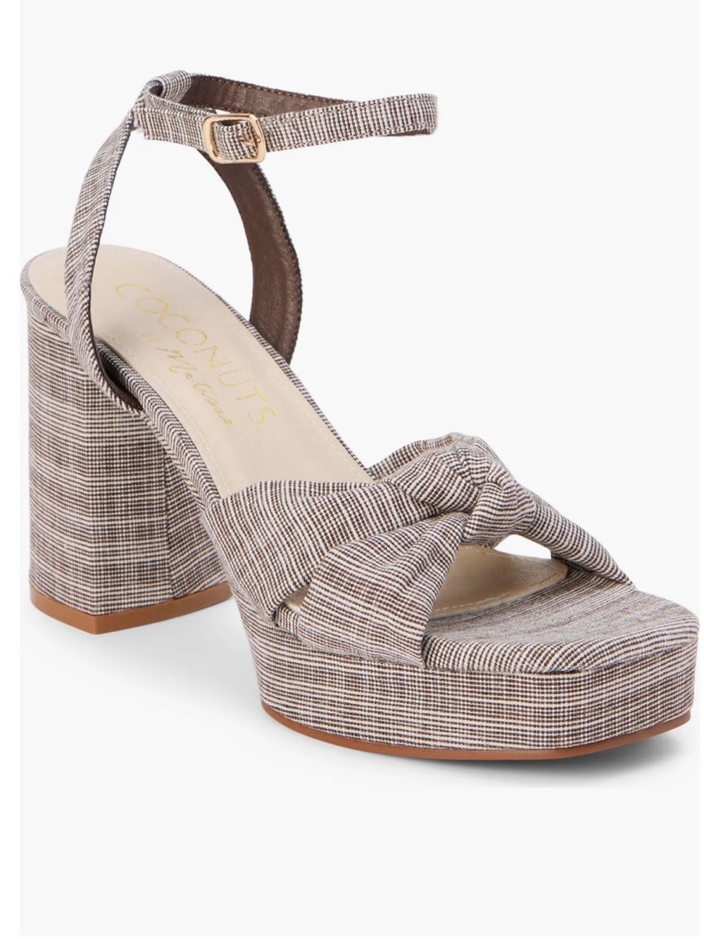 Coconuts by Matisse Brown Plaid Knotted Platform Sandal W/Ankle 
Size 8
Size 9